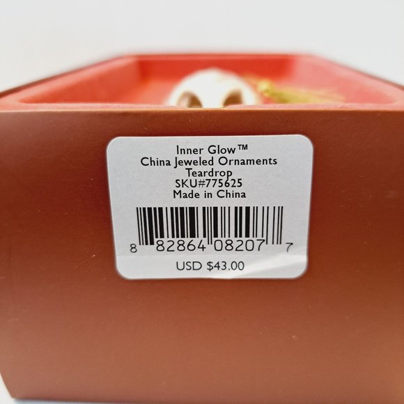 Lenox Inner Glow China Jeweled Teardrop Ornament with Box - Picture 2 of 15